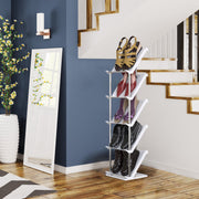 5 Tier Vertical Shoe Rack Narrow Free Standing Storage Organizer for Entryway Space-Saving Stackable Shoe Holder Corner Shoe Tower For Entryway Bedroo