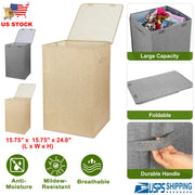 Foldable Laundry Hampers Washing Clothes Laundry Basket w/ Lid Handles Storage Organizer