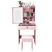 Vanity Desk Set with LED Lighted Mirror & Padded Stool