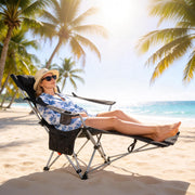 Reclining Camping Chair with Footrest – 4-Position Adjustable