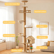 Floor-to-Ceiling Cat Tree with Adjustable Height & Sisal Post