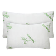 2Pcs Bamboo Memory Foam Pillow Hypoallergenic Bed Pillow For Head Neck Rest Sleeping Shredded Pillow Washable Cover Queen Size Pillow