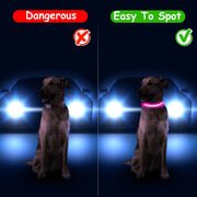Light Up Dog Collar LED Dog Collar Safety Night Glowing Dog Collar with 9 Light Colors IPX7 Waterproof USB Rechargeable S/M/L