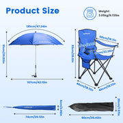 Camping Chair with Umbrella - Foldable Outdoor Chair 330lbs