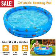 51x13Ó Inflatable Swimming Pool Blow Up Family Pool For 3 Kids Foldable Swim Ball Pool Center w/ 4 Valves Bottom Water Drain Plug For Indoor Backyard