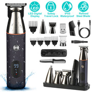All In One Beard Trimmer for Men With 5 Trimmer Heads IPX5 Waterproof Electric Razor For Face Nose Body Beard Cordless Hair Shaver Clipper Grooming Ki