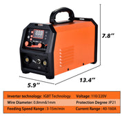 4-in-1 Portable Inverter Welder 160A Dual Voltage 110V/220V