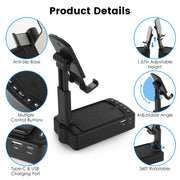 Portable Foldable Phone Stand with HD Wireless Speaker & Power Bank