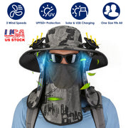 Solar Fan Hat with UPF50+ Sun Protection and Neck Flap