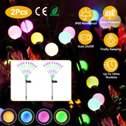 2Pcs Solar Firefly Lights Swaying Decorative Pathway Stake Lamp IP65 Waterproof Landscape Patio Yard Night Light