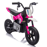 24V Kids Electric Motocross Ride On Motorcycle, 200W High Speed Hub Motor Dirt Bike Toy with Rear Shock Absorber, Adjust