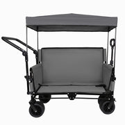 Folding Wagon Cart with Bench Seat & Canopy, 500lbs Capacity