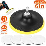 5Pcs 6" Buffing Polishing Pads Car Plush Buffing Waxing Wheels Mop Set with M14 Drill Screw for Car Polisher Drill Adapter