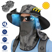 Solar Fan Hat with UPF50+ Sun Protection and Neck Flap