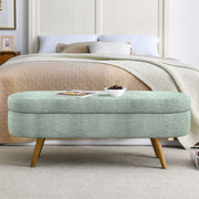 Oval Storage Ottoman Bench with Rubberwood Legs