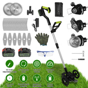 21V Electric Weed Edger Cordless String Trimmer Grass Mower Eater Bush Cutter with 16800RPM 2x 3000mAh Batteries 3.6-4.6FT Length 90¡ Rotatable Angle