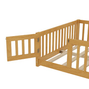 Montessori Floor Bed with Safety Guardrails - Pine Wood