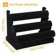 3-Tier Velvet Jewelry Stand Removable Bracelet Holder Watch Jewelry Bangle Display Rack