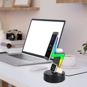 3 In 1 Magsafe Charger Wireless Charging Station Magnetic Charger Dock with 5 RGB Light Modes for IOS Phone 12-15 Airpods iWatches