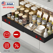 Expandable Pull out Cabinet Organizer Slide out Drawers Roll out Sliding Storage Self Carbon Steel with 12.2-20.5in Extendable Width 17lbs Max Load