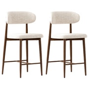 Counter Height Bar Stools Set of 2 with Curved Backrest