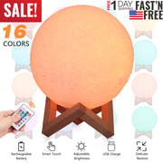 Moon Lamp 3D Printed Night Light 16 Colors Decorative Moon Light Touch Remote Control 3.15in