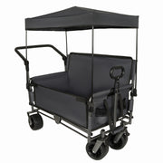Folding Wagon Cart with Bench Seat & Canopy, 500lbs Capacity