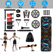 Multifunctional Push Up Board Home Strength Training Equipment With 15 Fitness Accessories Pilates Bar Resistance Band Roller Wheel Full Body Workout