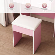 Vanity Desk Set with LED Lighted Mirror & Padded Stool