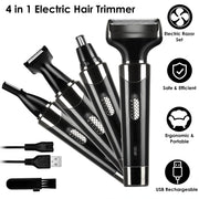 4 In 1 Rechargeable Razor Hair Beard Eyebrow Ear Nose Hairs Sideburn Trimmer Clipper Painless Electric Shaver Remover For Men Women