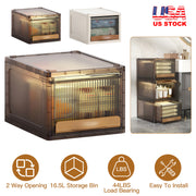 16.5L Stackable Storage Bin Plastic Drawer with Lid Closet Organizer Two Ways Opening Storage Box for Closet Kitchen Living Room Bedroom