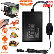 Electric Reptile Heating Pad With 32-122¡F Temperature Adjustment IPX7 Waterproof Timer Setting Under Tank Heating Mat for Lizards Turtles Snake Spide