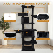68in Multi-Level Cat Tree Tower with Hammocks & Scratching Posts