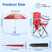 Camping Chair with Umbrella - Foldable Outdoor Chair 330lbs