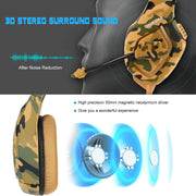 Gaming Headsets Noise Isolation Volume Adjustment Stereo Earmuffs w/ Microphone 3.5mm Plug Adapter 7.4ft Cord Over-ear Headphones for Game Lovers