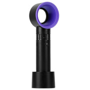 Portable Handheld Bladeless Fan Rechargeable Cooling USB Fan Desktop Use Fan w/ 3 Gears LED Indicator Cooling Fan