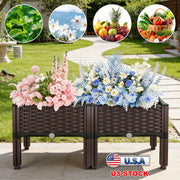 Outdoor Raised Garden Bed with Legs Elevated Planter Box with Self-watering System for Garden Patio Balcony Vegetables Flowers Herbs PP Plastic Box Ea