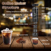 Portable Espresso Machine with Self-Heating & 7500mAh Battery