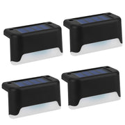 4Pcs Solar Powered LED Step Lights Outdoor IP55 Waterproof Dusk To Dawn Sensor Fence Lamps For Stairs Yard Railing