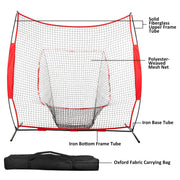 7x7ft Baseball Softball Teeball Practice Net Batting Hitting Pitching Training Net w/ Bow Frame Carrying Bag for Solo Team Training