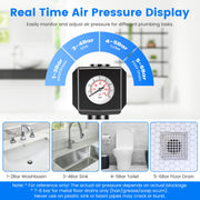 Electric Toilet Plunger with Air Pressure Gauge & 3 Heads