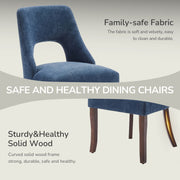 Upholstered Dining Chairs Set of 2 with Curved Rubberwood Legs