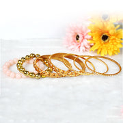 7-Piece Retro Gold Rhinestone Bangle Set