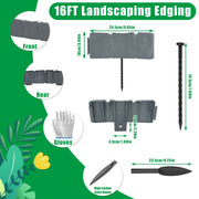 Plastic Landscape Edging 16FT Kit with Cobblestone Design