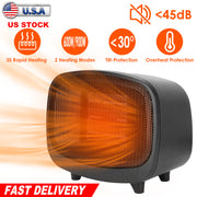 Small Electric Space Heater Portable Mini PTC Ceramic Space Heater Fan w/ Tip-Over and Overheat Protection for Bedroom Office Desk Indoor Use