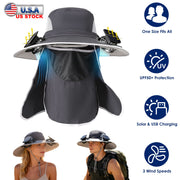 Solar Fan Hat with UPF50+ Sun Protection and Neck Flap