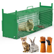 32in 2 Door Live Animal Cage Trap For Animals Under 12LBS Easy To Setup Humane Galvanized Iron Trap Cage For Rabbits Groundhogs Skunk Opossums Nutria