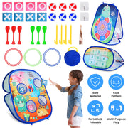 5 in 1 Bean Bag Toss Game Toy Corn Hole Game Beanbag Toss Game Dart Board Game Loop Toss Game Outdoor Activities Party Backyard Games Set for Boys Gir