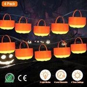 4 Pack Halloween LED Pumpkin Lights Battery Operated Halloween Decoration Lights with 2 Light Modes 4 Timer Setting Remorte Control for Party Pumpkin