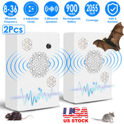 2Pack 2026 Upgraded Rechargeable Ultrasonic Bat Repellent Indoor Outdoor Bird Mouse Dog Deterrent Device with 3 Ultrasonic Speakers for Attic Porch Ho